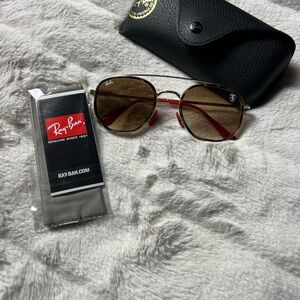 Ray-Ban Red Frame Sunglasses with Brown Lenses